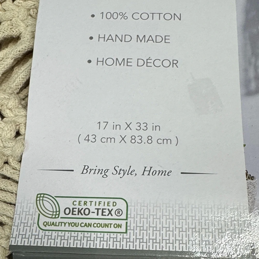 Huntington Home Cream Macrame Decor NWT